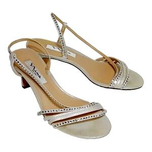 NINA NEW YORK | Rhinestone Embellished Sling Back Sandals Size 8